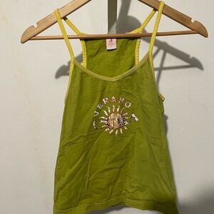 Green Tank Top with Graphic Design